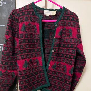 Eagles Eye 80s vintage wool sweater green and red size L but is modern S